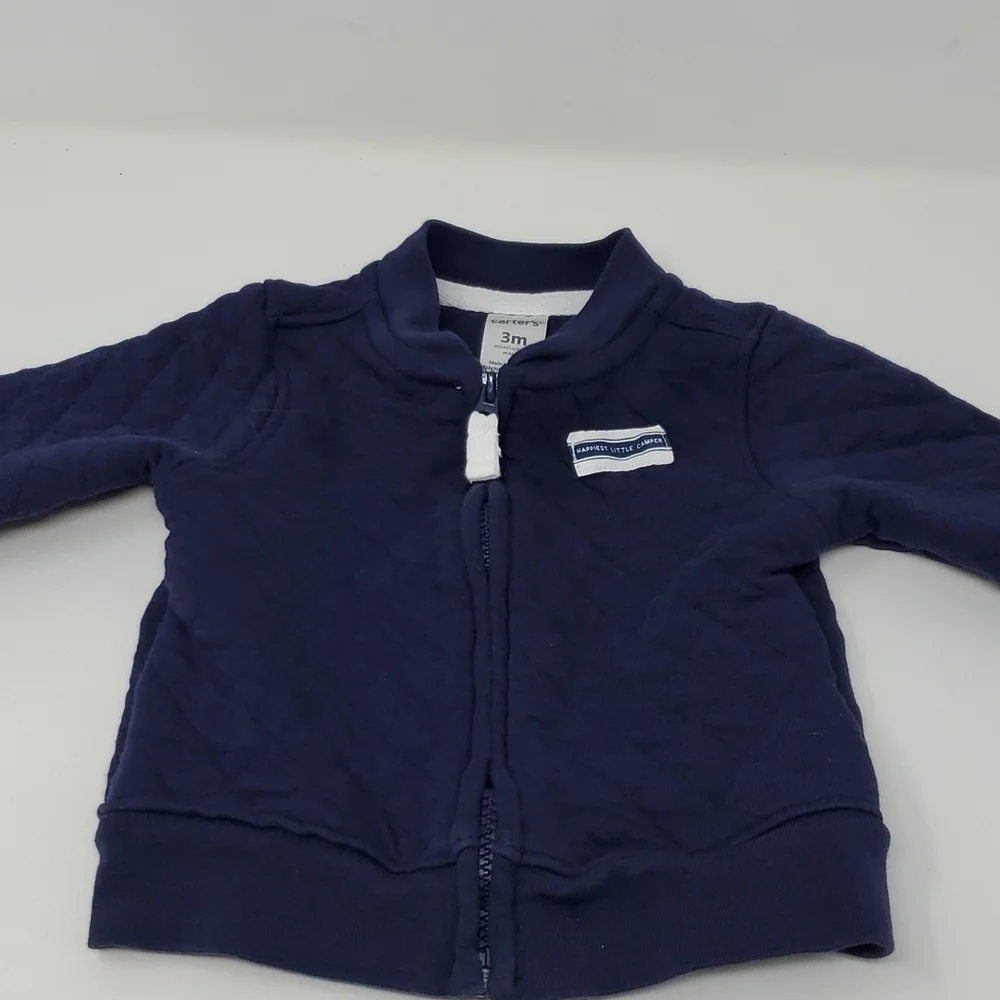 Carters 3 Pc Set Jacket Pants Onesie 3 mos Baby Boy Navy